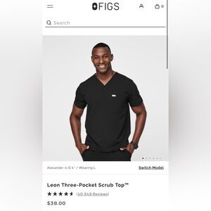 FIGS Men Black Scrub Top